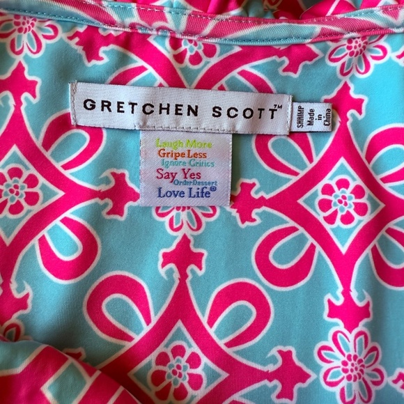 GRETCHEN SCOTT DESIGNS  RUFFNECK DRESS SCALLOP NECKLINE SHIFT STRETCH JERSEY SM - Picture 11 of 13